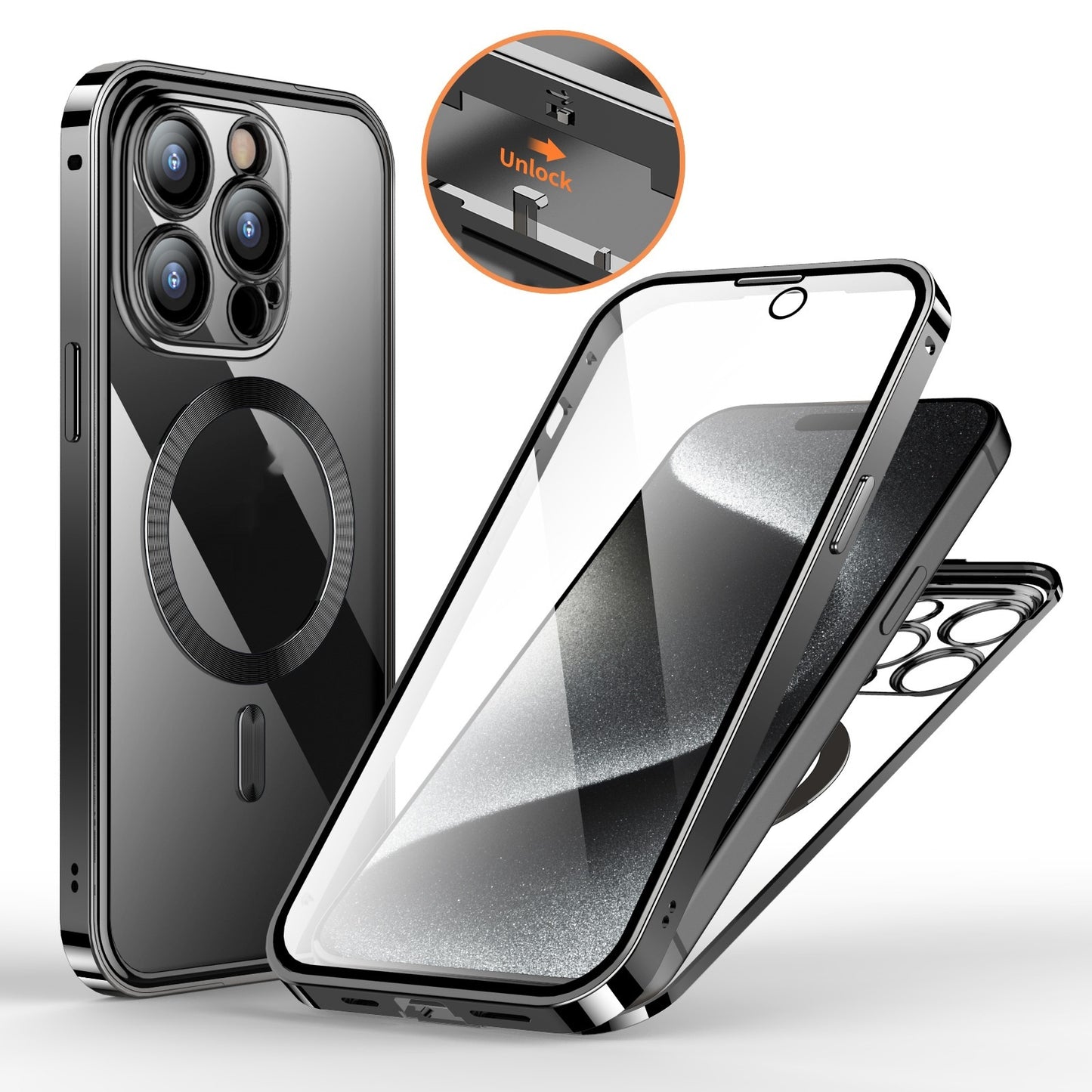 Metal Buckle Magnetic Phone Case With Wireless Charging