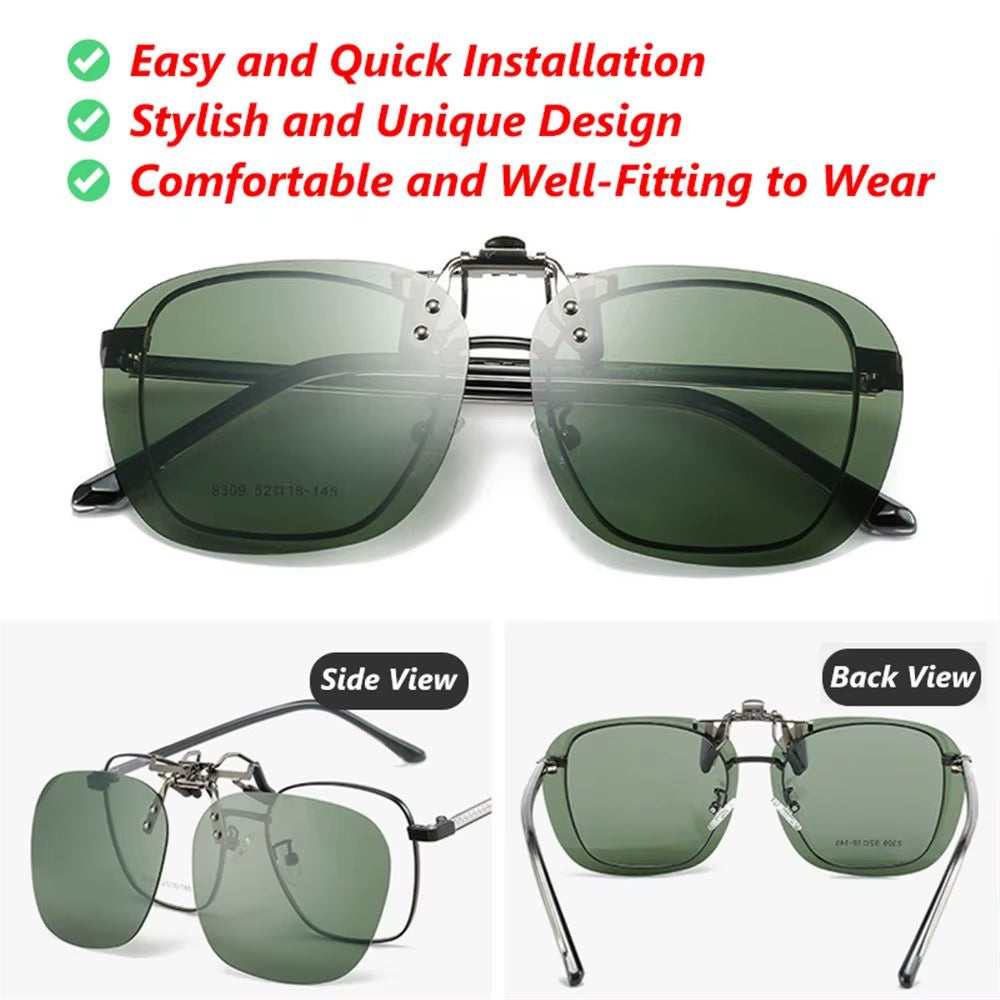 Metal Clip On Polarized UV400 Rimless Shades Free Shipping Includes Case