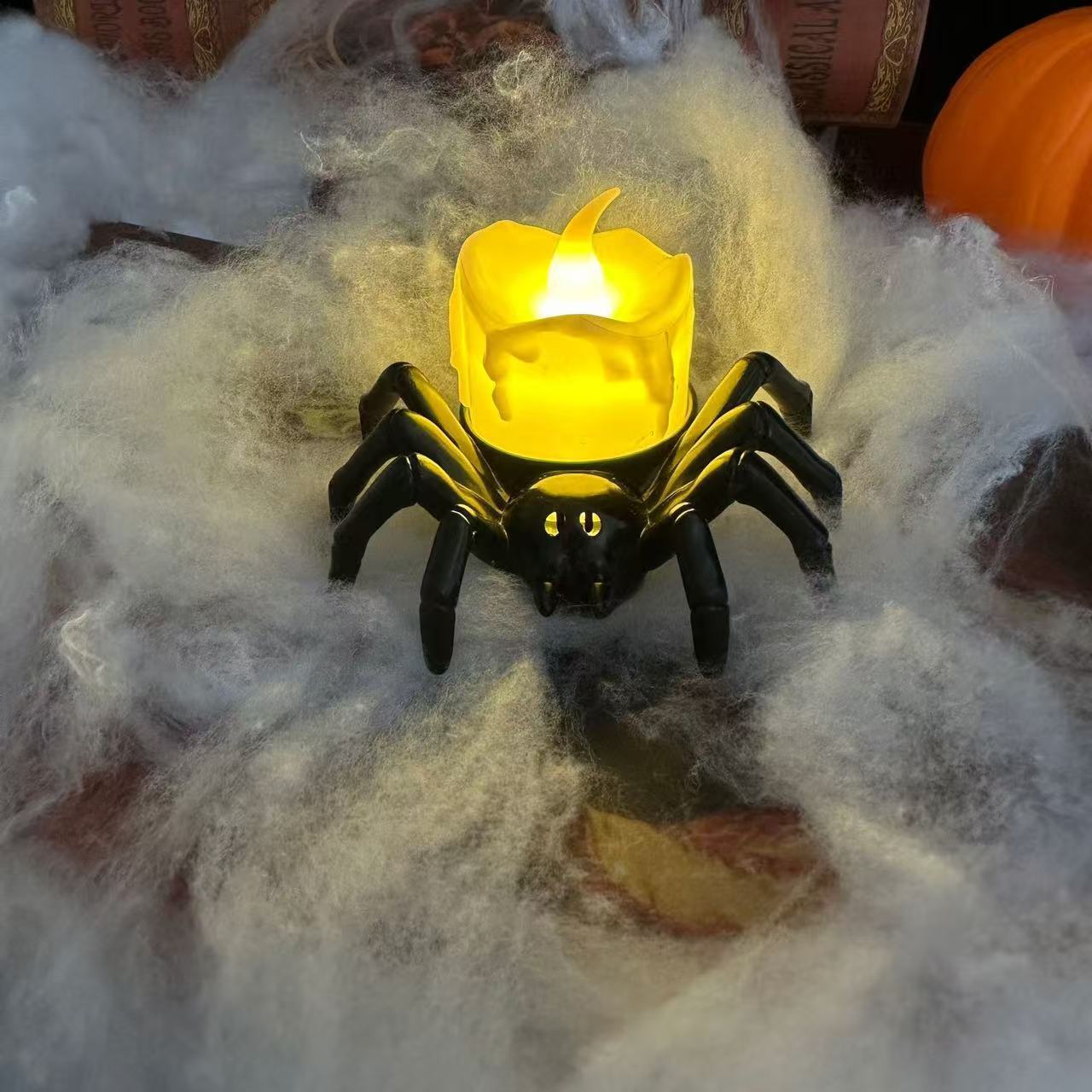 Halloween Pumpkin Spider Candle Light Spooky Party Decoration Props