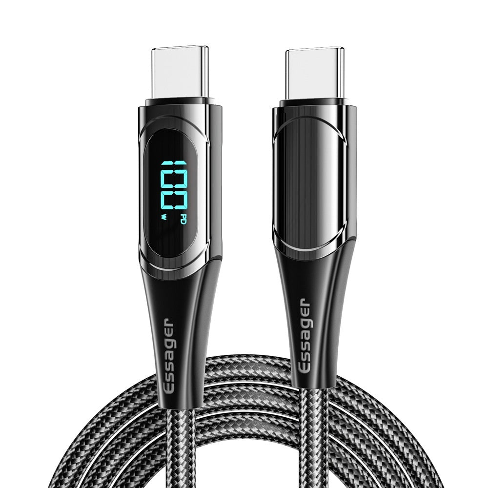 Dual Type C Cable 100W Fast Charge With E Marker Display