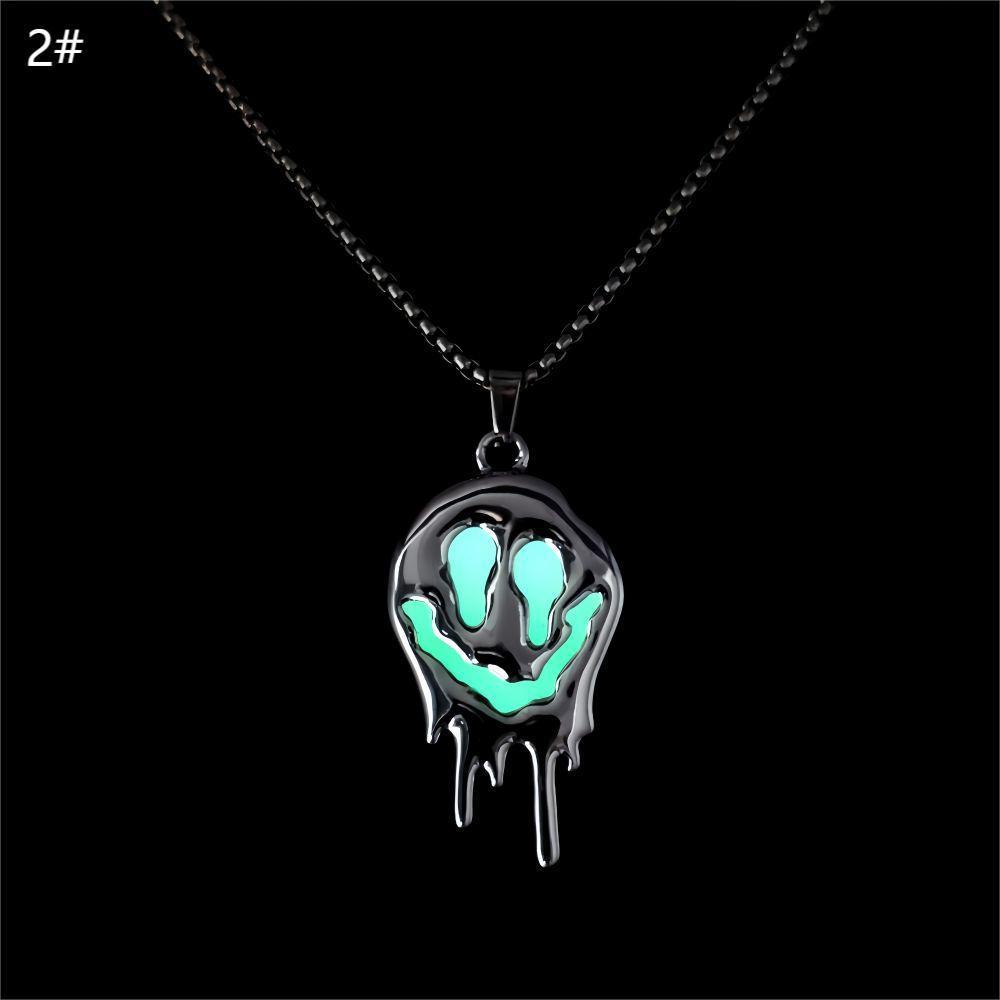 Halloween Ghost Necklace Zinc Alloy Noctilucent Glow Grimace Pendant Jewelry