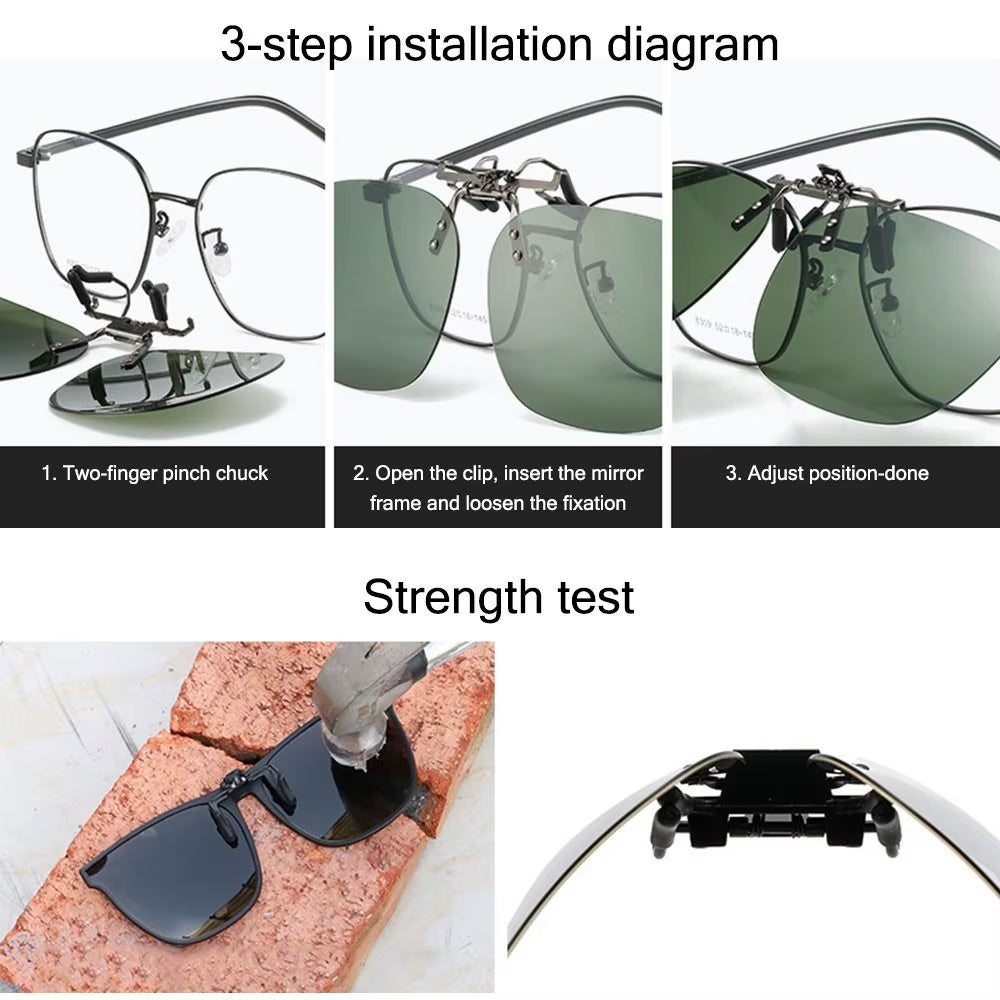 Polarized Flip Up Metal Clip On UV400 Sunglasses Free Shipping Includes Case