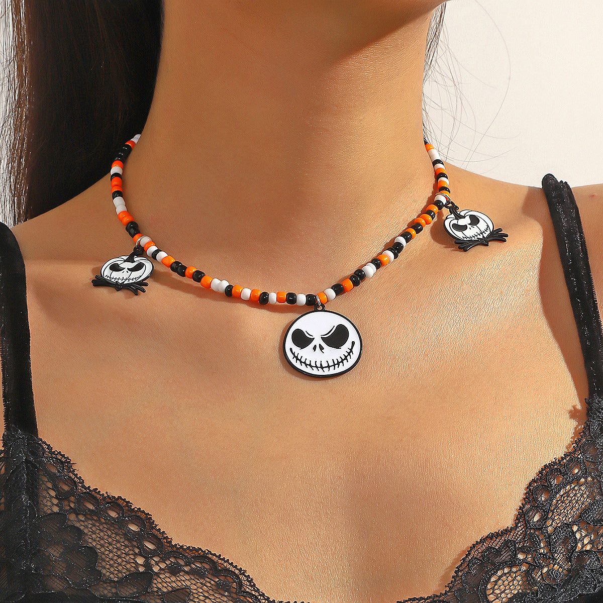 Halloween Necklace Bat Ghost Skull Pumpkin Spider Pendant Jewelry Accessories
