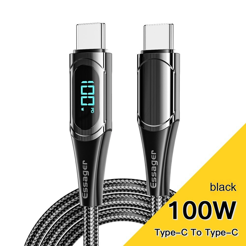 Dual Type C Cable 100W Fast Charge With E Marker Display