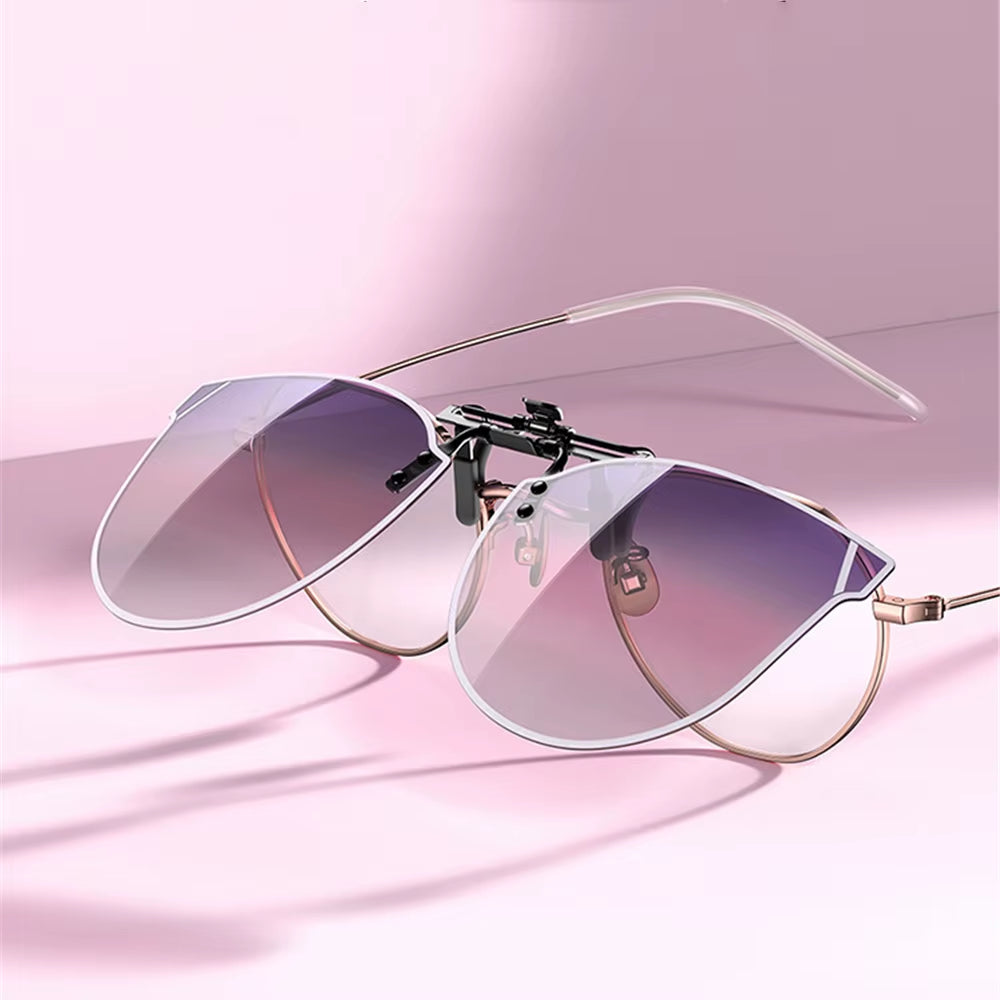 Gradient Cat Eye Clip-On Sunglasses Women Polarized Free Shipping Includes Case