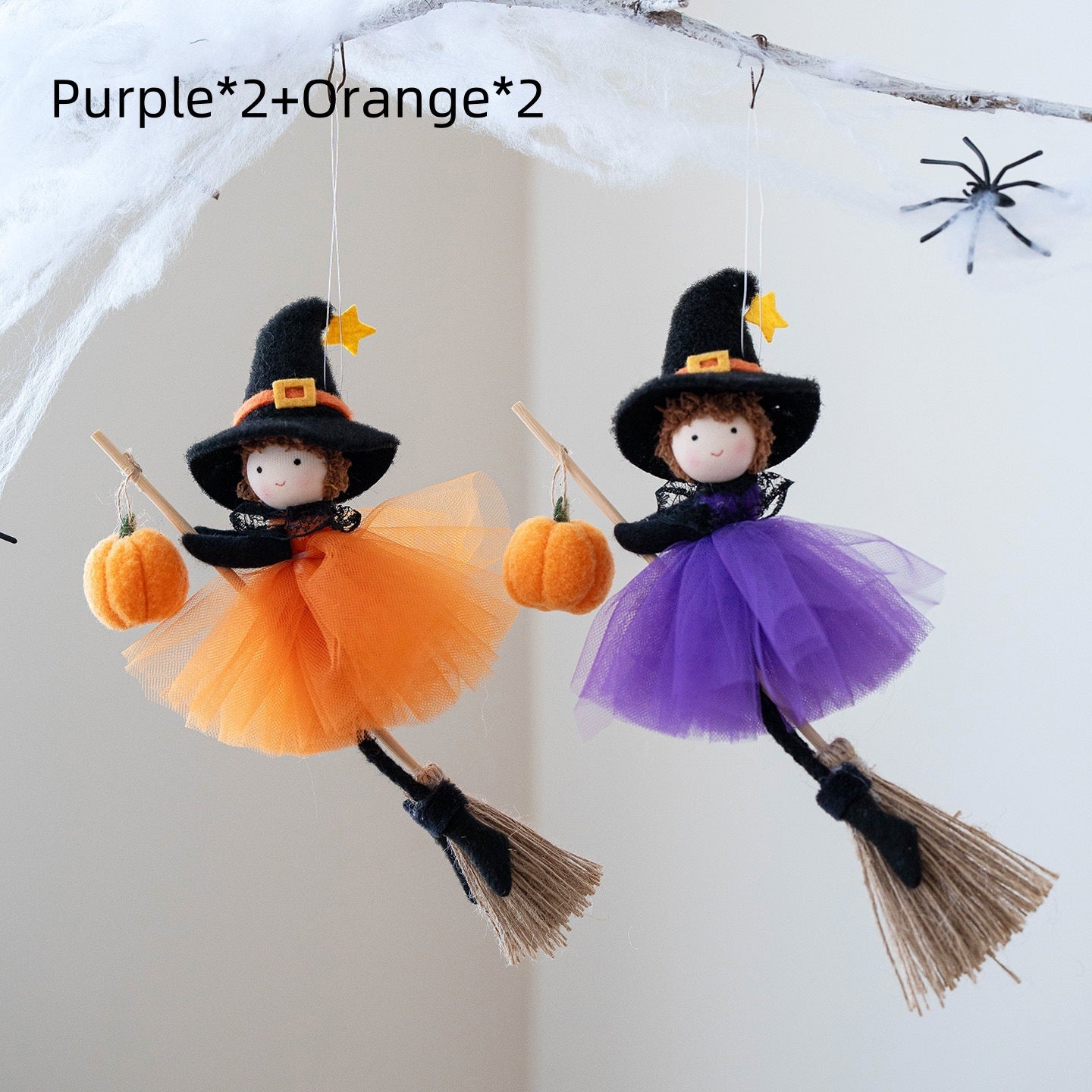 Halloween Broom Girl Angel Pendant Spooky Party Decoration Ornament