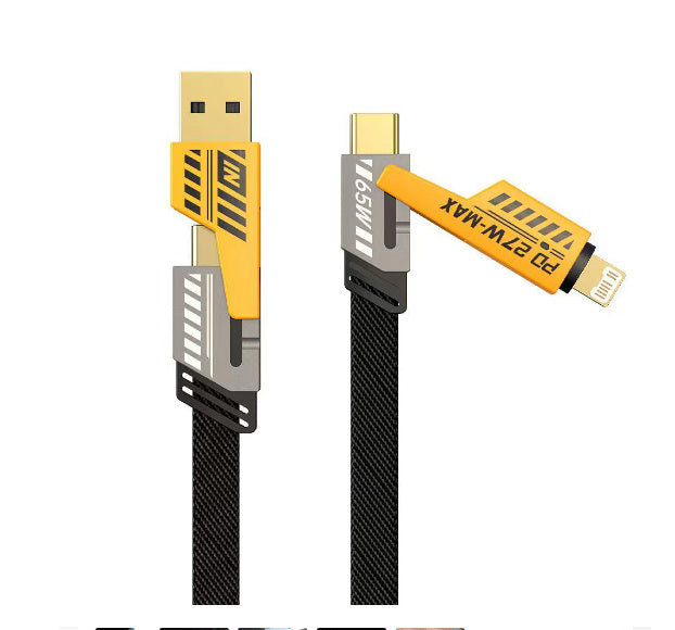 Yellow Double PD USB Charger With Dual USB Ports 12W Output