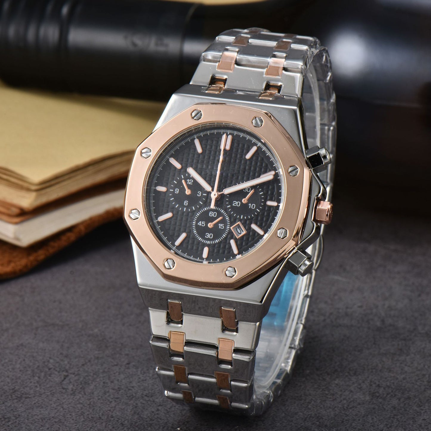 Men’s Stainless Steel Quartz Watch Analog Calendar Dress Casual Styles