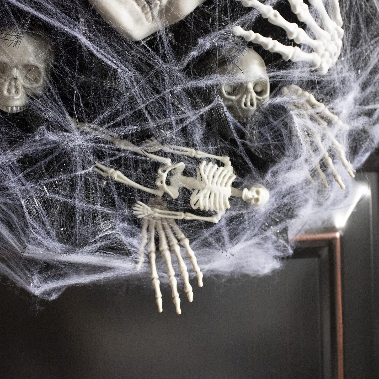 Halloween Black Mesh Skull Garland 45x45cm Spooky Kids Party Decoration