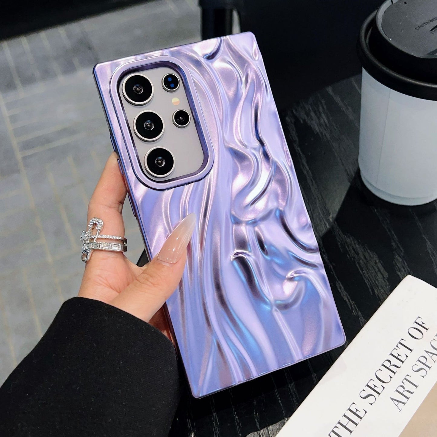 3D Pleated Electroplated Phone Case Luxury Protective Cover for Samsung S23–S25