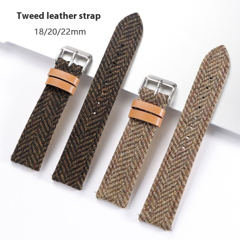 Tweed Leather Strap for Watches – 18-22mm Sizes, Multiple Colors