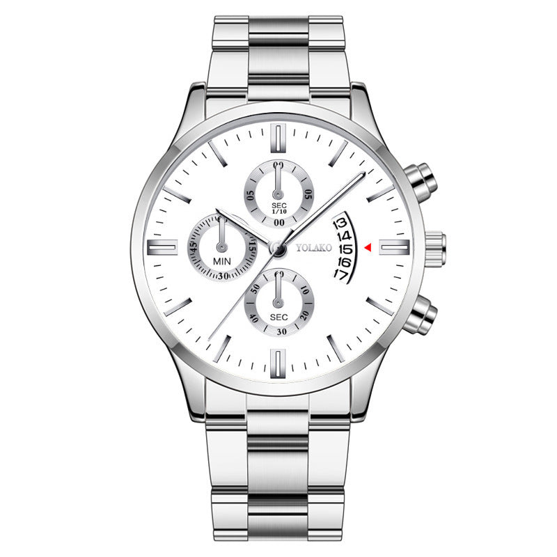 Business Quartz Calendar Mens Watch Three Eyes Six Hands