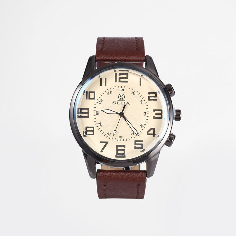 Men’s Digital Dial Belt Quartz Watch – Multi-Color Faces & Black Band