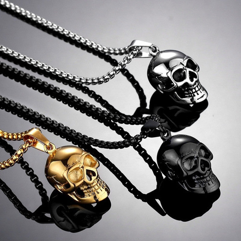 Halloween Skull Necklace Men Punk Style Titanium Steel Pendant Fashion Accessory