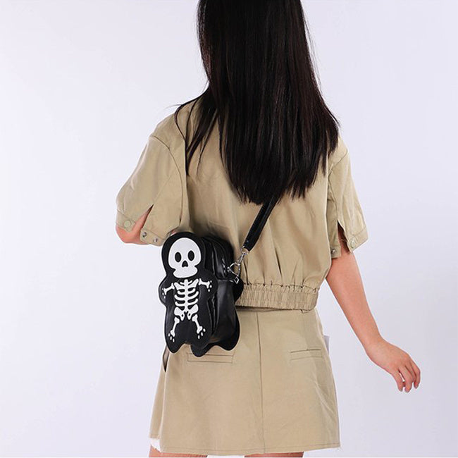 Halloween Spooky Skull Shoulder Bag Crossbody Purse for Women Small Phone Daily
