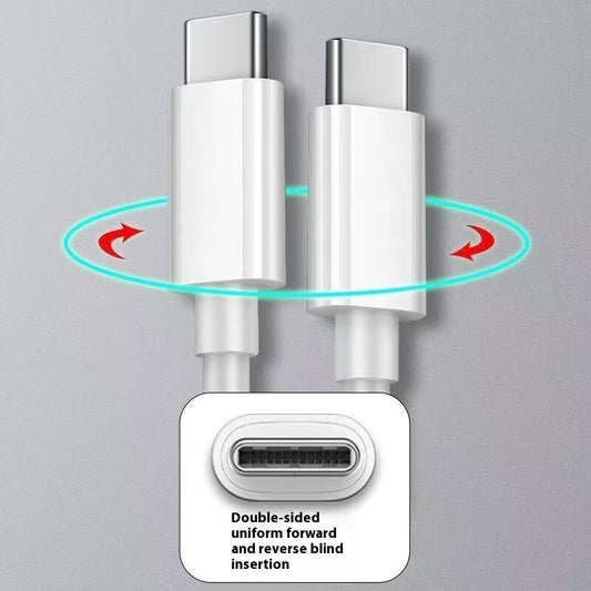 60W Dual Type C Fast Charge Data Cable 2m White TPE