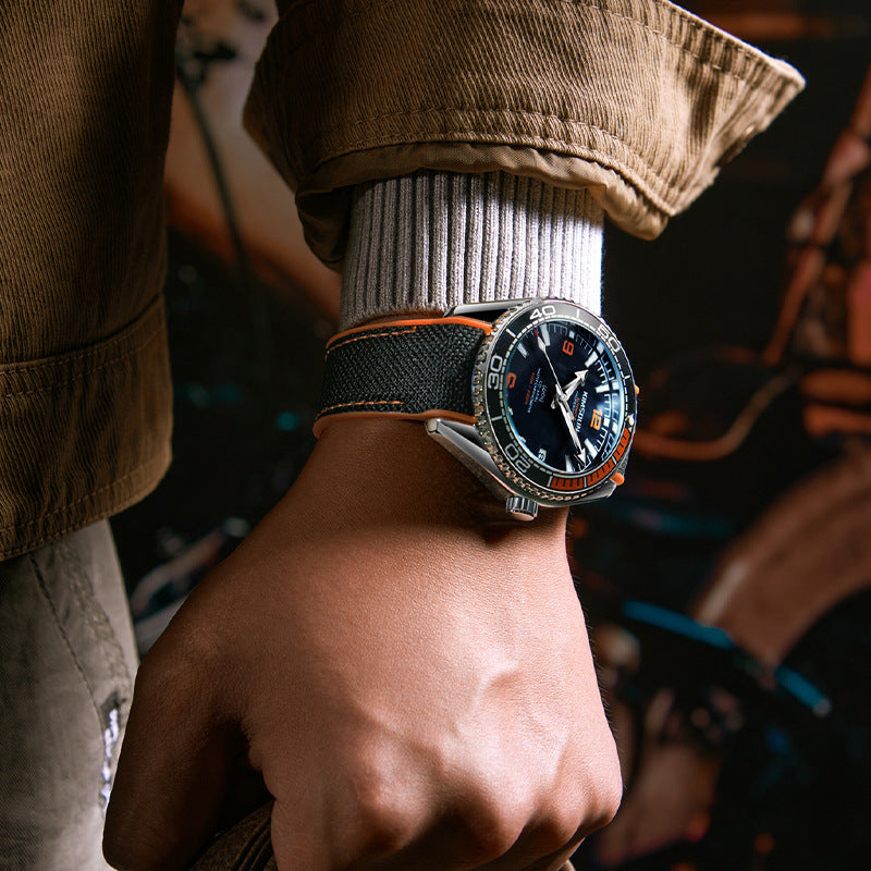 Mechanical Hollow Watch for Men – Luminous Dial & Transparent Back