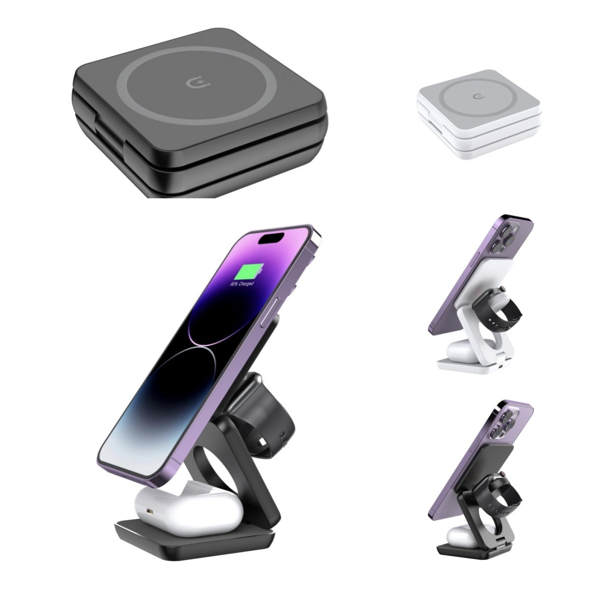 Foldable Three In One Magnetic Wireless Charger Stand