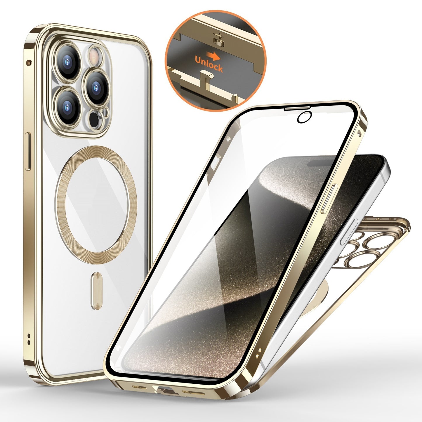 Metal Buckle Magnetic Phone Case With Wireless Charging