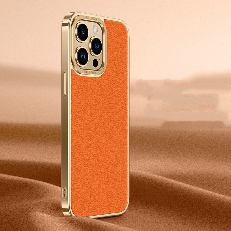 Genuine Leather Phone Case Electroplate SoftEdge Shockproof