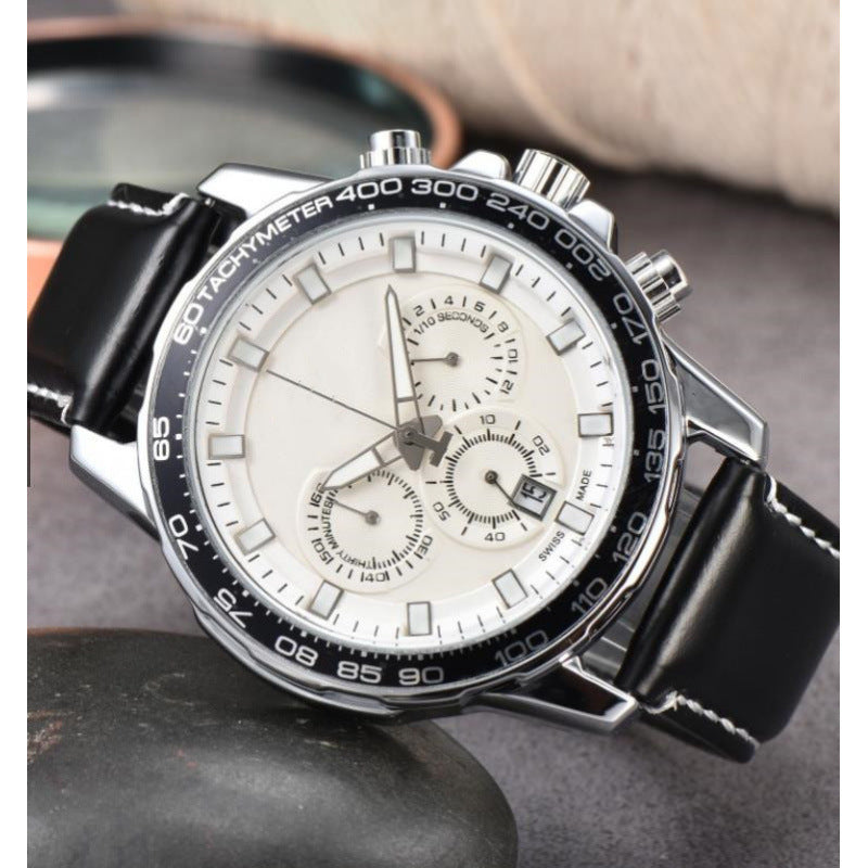 Men’s Day-Date Leather Strap Quartz Watch – Multiple Colors Styles