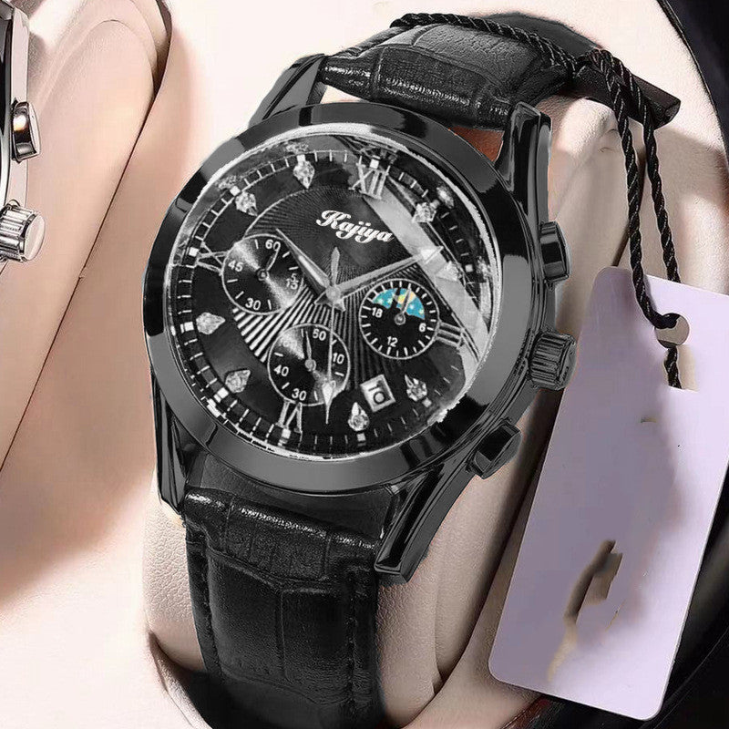Mens Steel Band Waterproof Luminous Quartz Watch Business