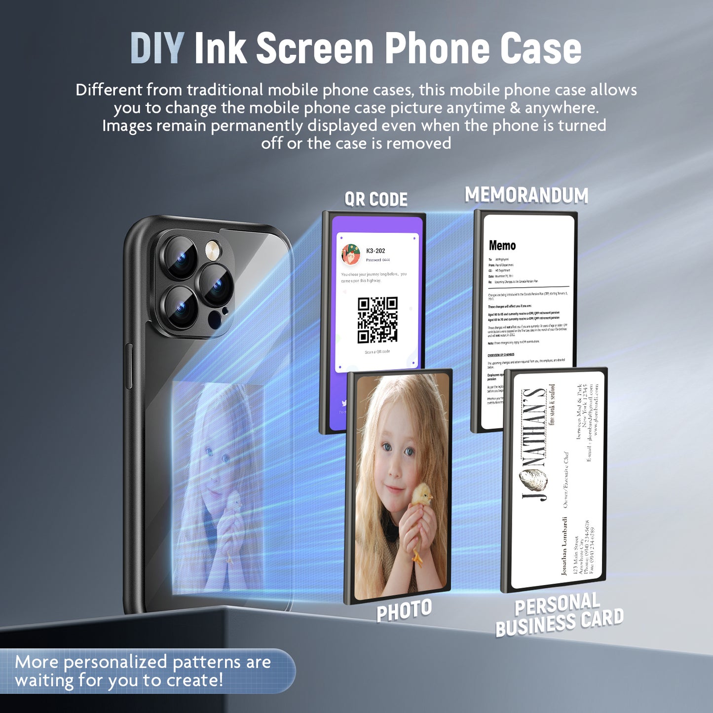 iPhone 15 Pro Max NFC E-Ink Screen Flip Case Smart DIY Custom Cover