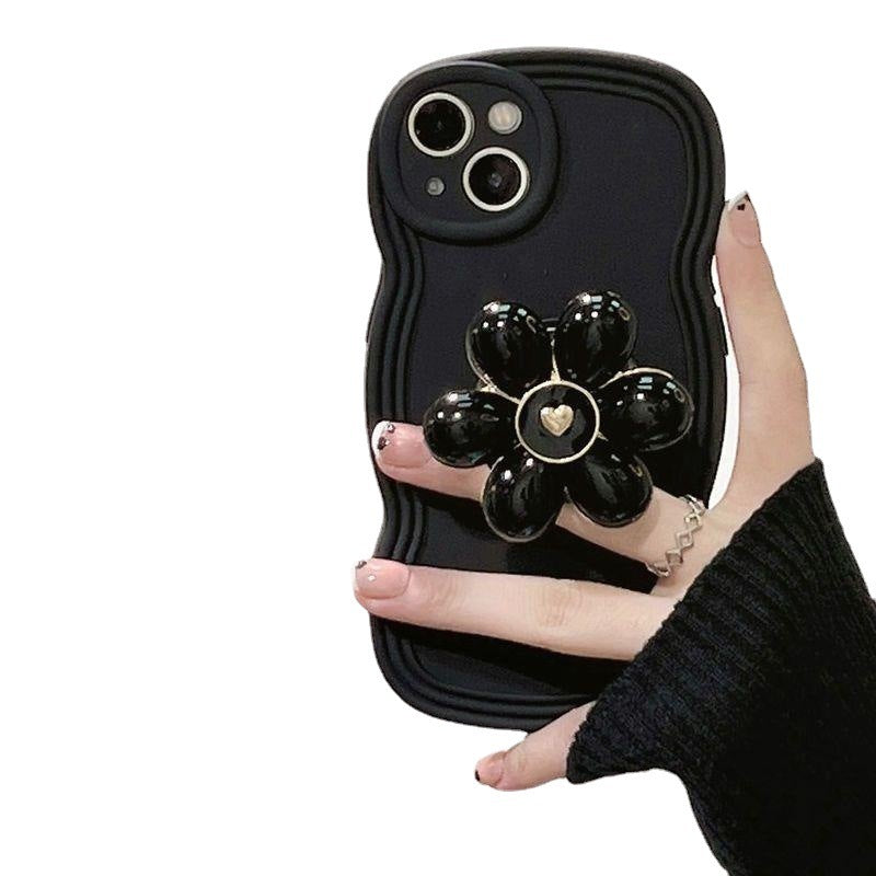 Ladies Temperament Flower Stand Phone Case For iPhone TPU