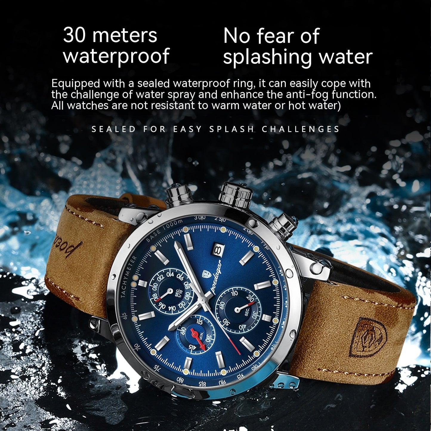 Waterproof 50m Men’s Sports Quartz Watch – Bold Dial, Multiple Color Choices