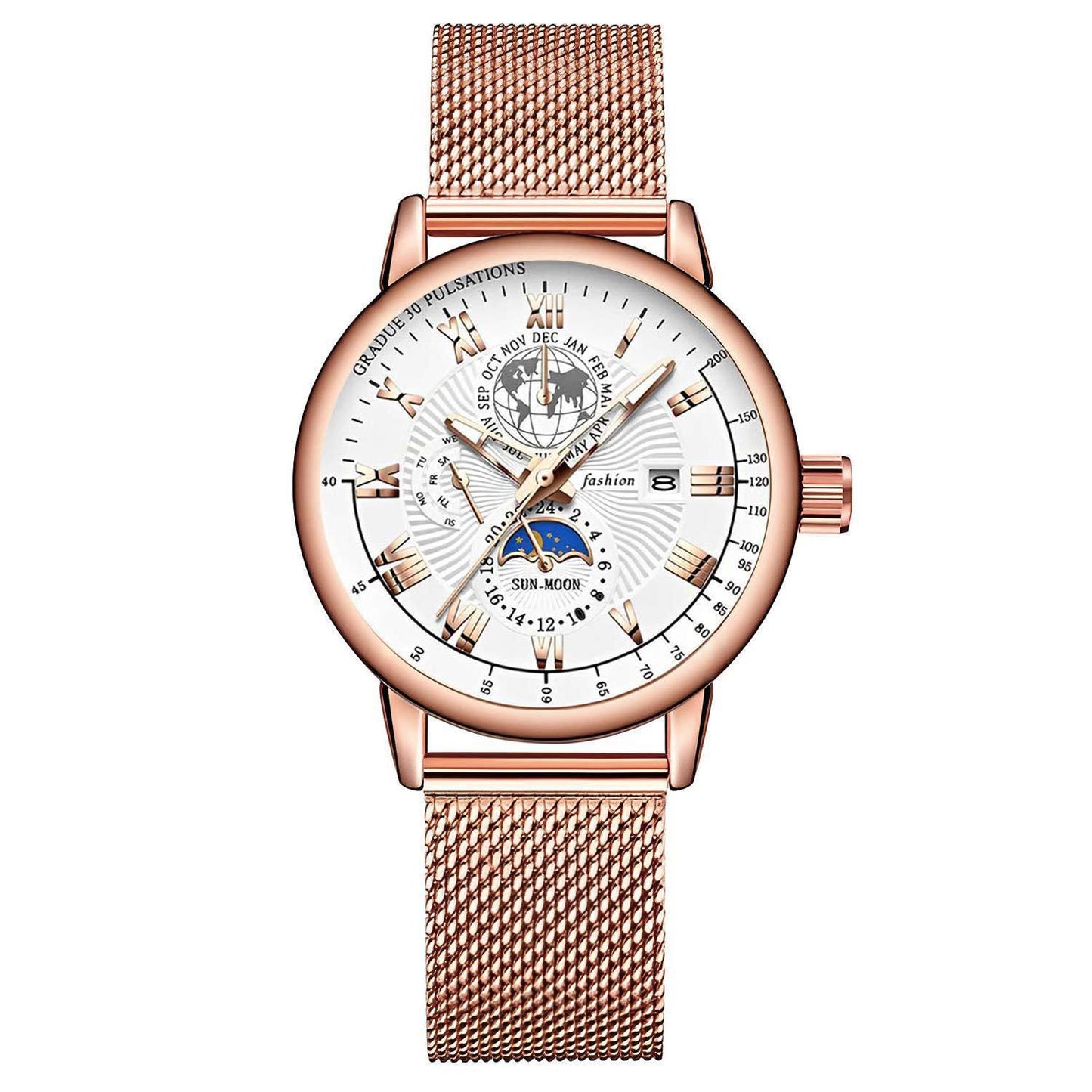 Luminous Date-Display Quartz Men’s Watch – Styles: Black, Brown, Gold, Silver