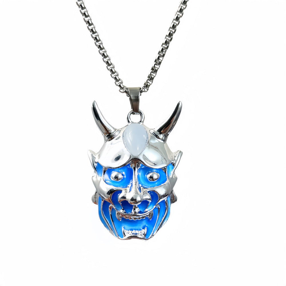 Men’s Ghost Mask Necklace Titanium Steel Luminous Pendant Halloween Jewelry