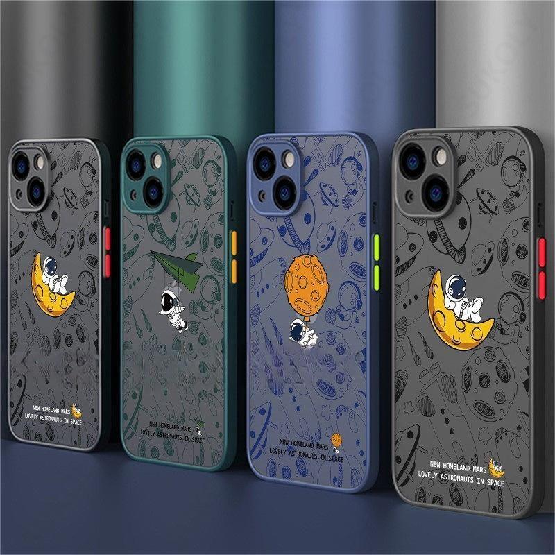 Astronaut Moon Doodle TPU Back Case For iPhone 13 14
