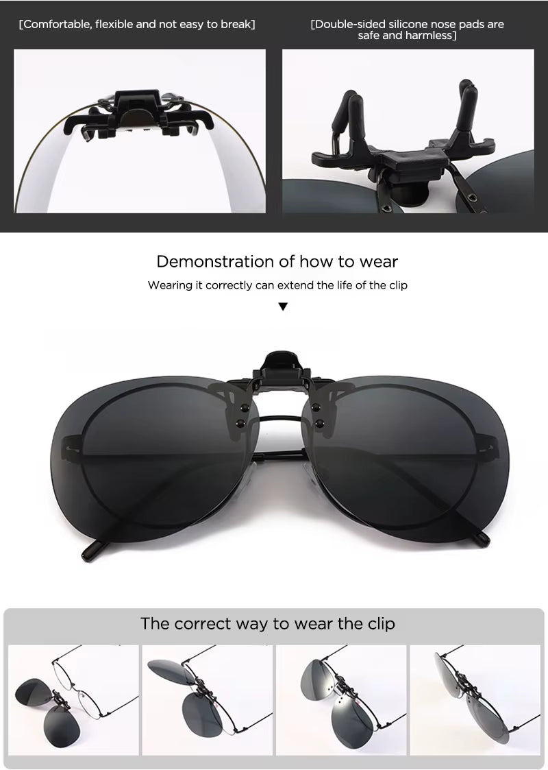 Polarized Clip-On Driving Glasses Night Vision Free Shipping, Includes Case
