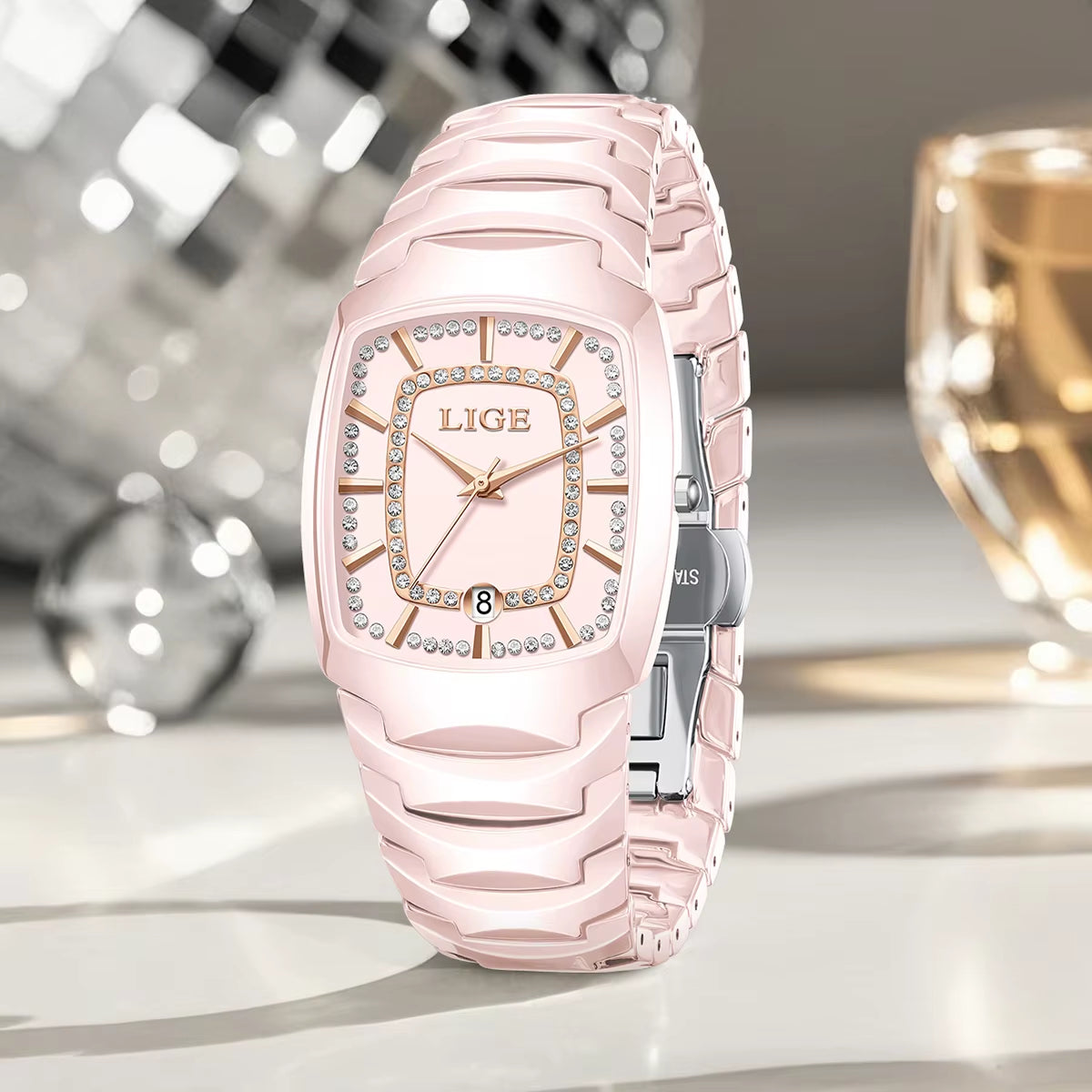 Ladies Waterproof Watch Pink Luxury Stainless Steel Women Watches Creative Fashion Original Elegant Quartz Wristwatch Gift