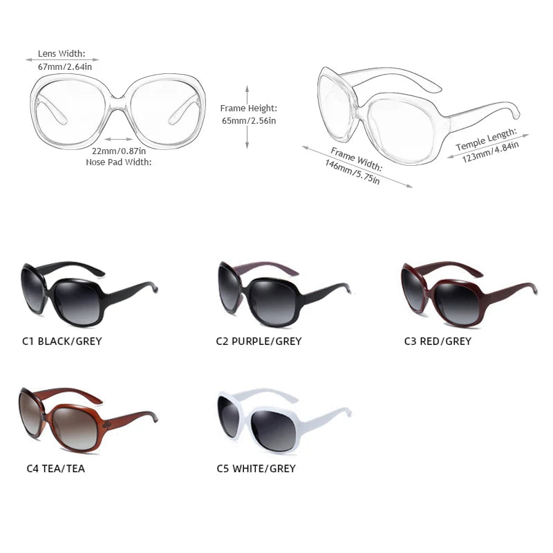 Brand Design Elegant Polarized Oversized round Sunglasses Women Simple Fashion Big Plastic Ladies Sun Glasses UV400