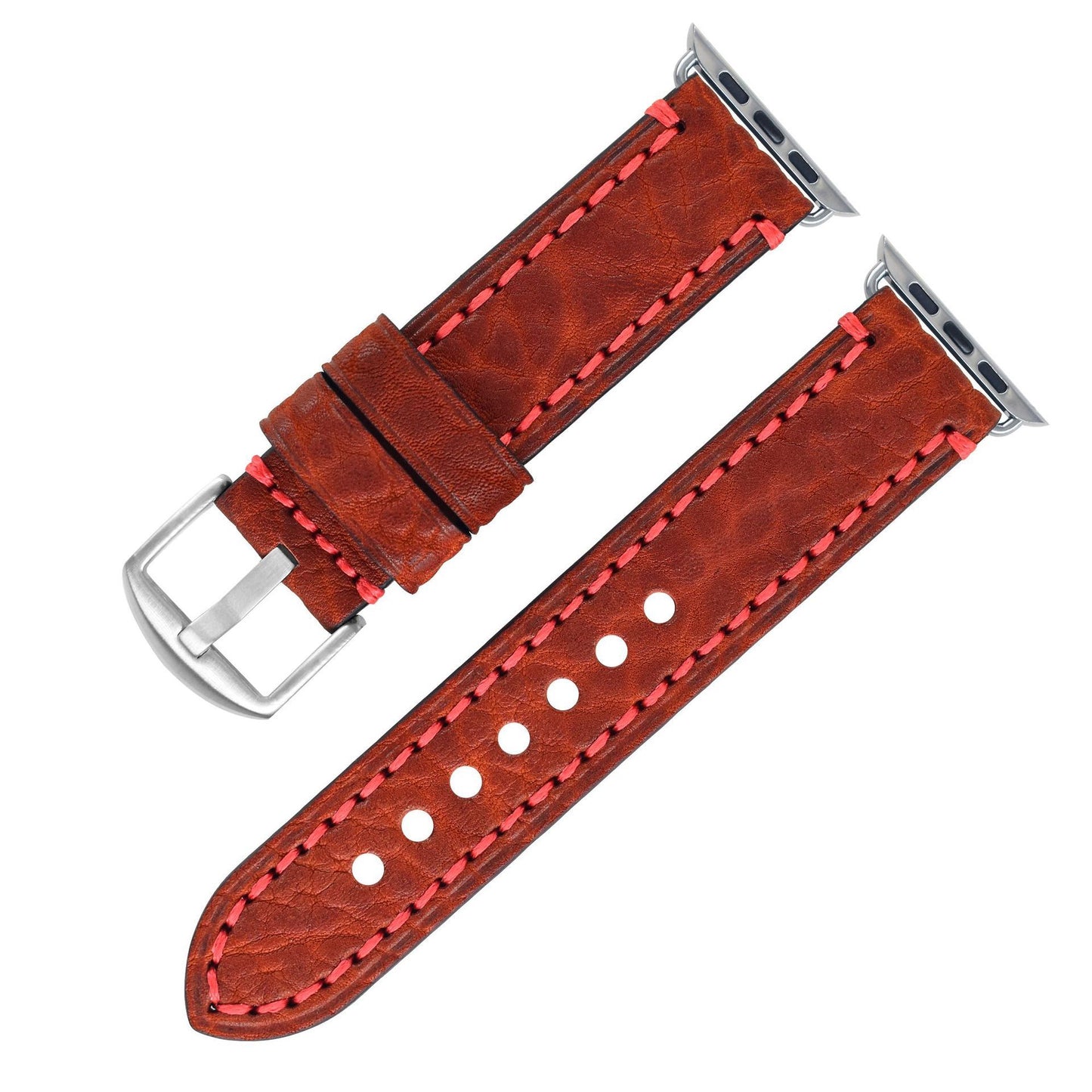 Casual Top Layer Cow Leather Watch Strap With Metal Buckles