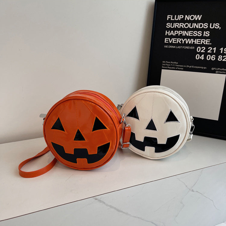 Halloween Pumpkin Round Bag Women Girls Cute Funny Small Shoulder Crossbody Purse