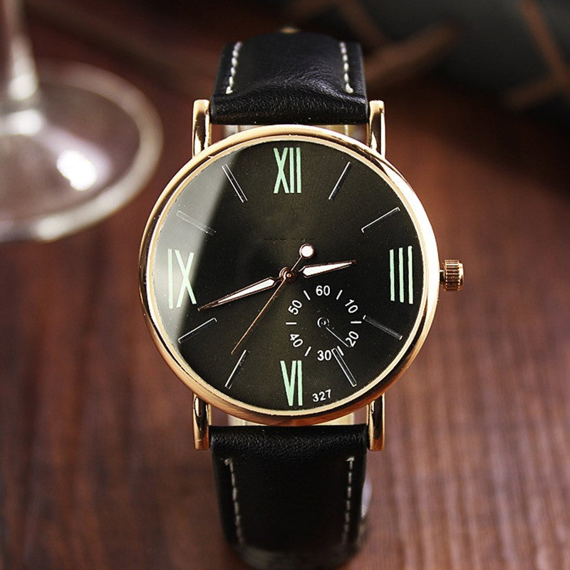 Roman Scale Waterproof Luminous Men’s Watch – Black/Brown Strap Color Options