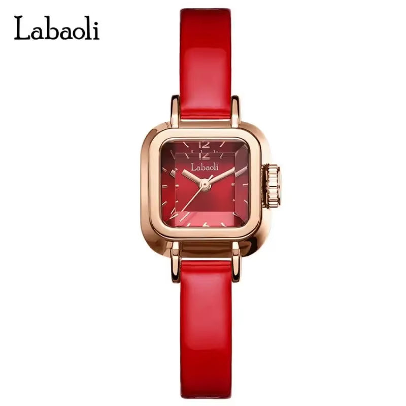 Square Classical Wristwatches Leather Minimalist Ladies Quartz Watches for Women Rose Gold Small Square Dial Elegant Design