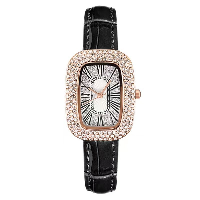 Women Quartz Oval Dial Casual Wrist Watch with Imitation Leather Band