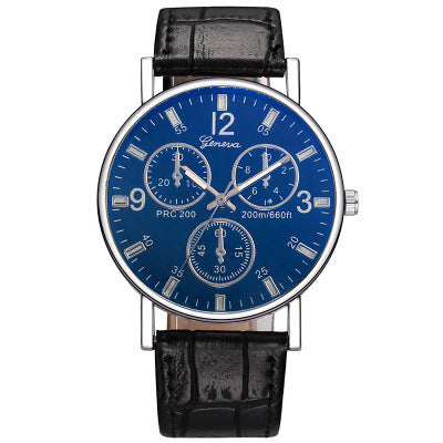 Blue Light Glass Unisex Casual Watch – Decorative Leather Band Fashion Style