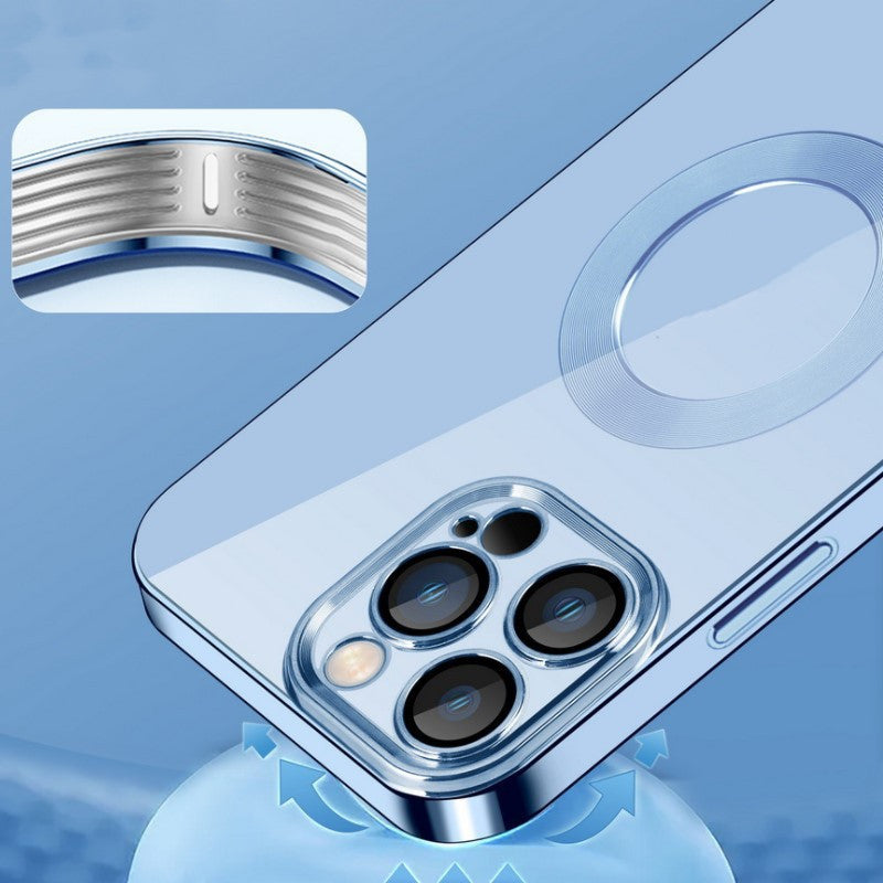 Electroplated TPU Case with Camera Lens Glass Protector Dust Net for iPhone 7–14