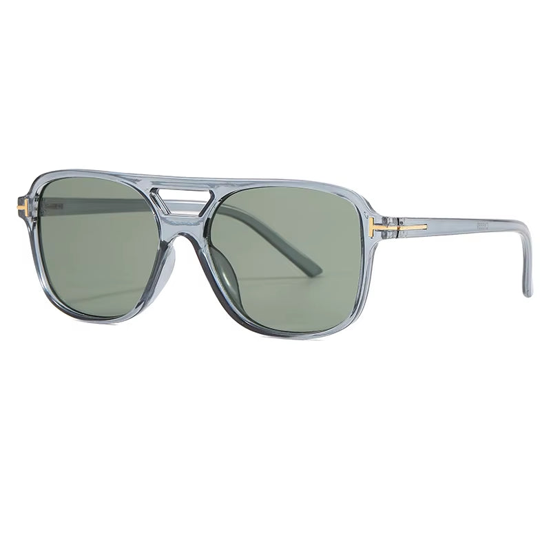 Women Pilot Sunglasses - Green Lens Oversized UV400 Eyewear - Free Shipping