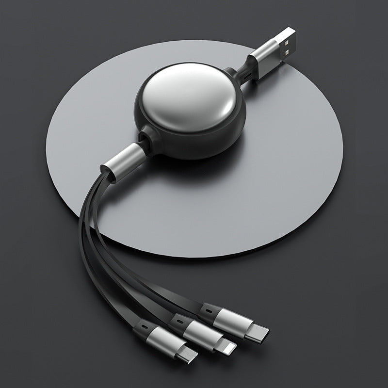 3 In 1 USB Cable Micro USB Type C Retractable 2.4A Charger