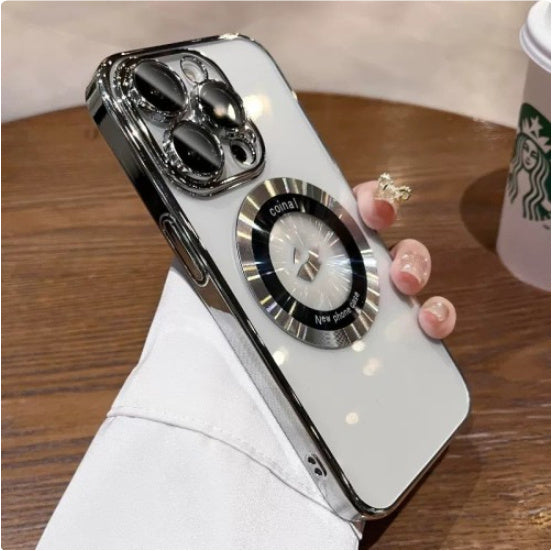 Magnetic Magnifier Phone Case Electroplated PC For iPhone