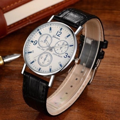 Blue Light Glass Unisex Casual Watch – Decorative Leather Band Fashion Style