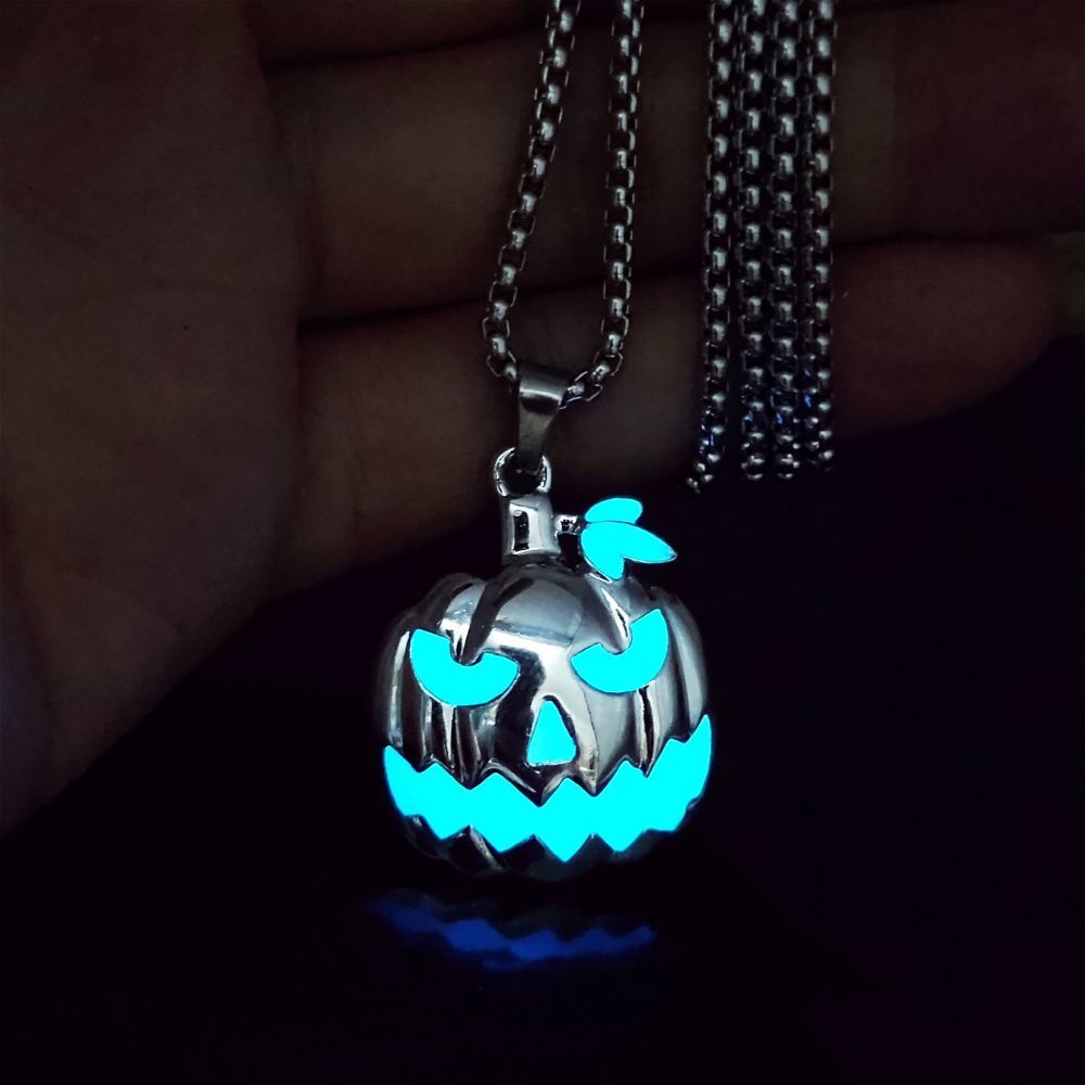 Halloween Pumpkin Pendant Necklace Luminous Ghost Festival Jewelry Accessories
