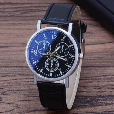 Blue Light Glass Unisex Casual Watch – Decorative Leather Band Fashion Style