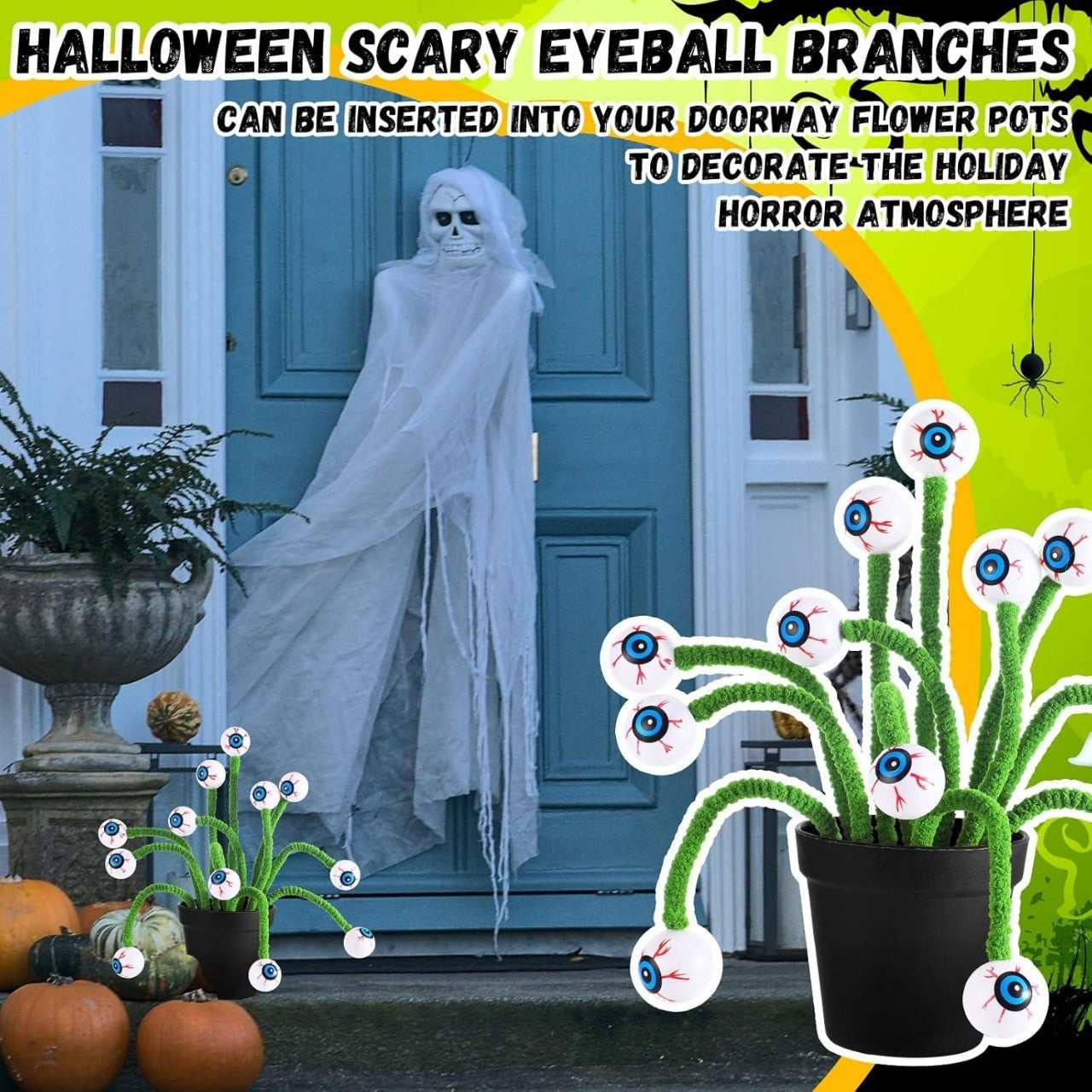 Halloween Eye Beads Twig 40cm Spooky Indoor Decoration for Kids Party Home