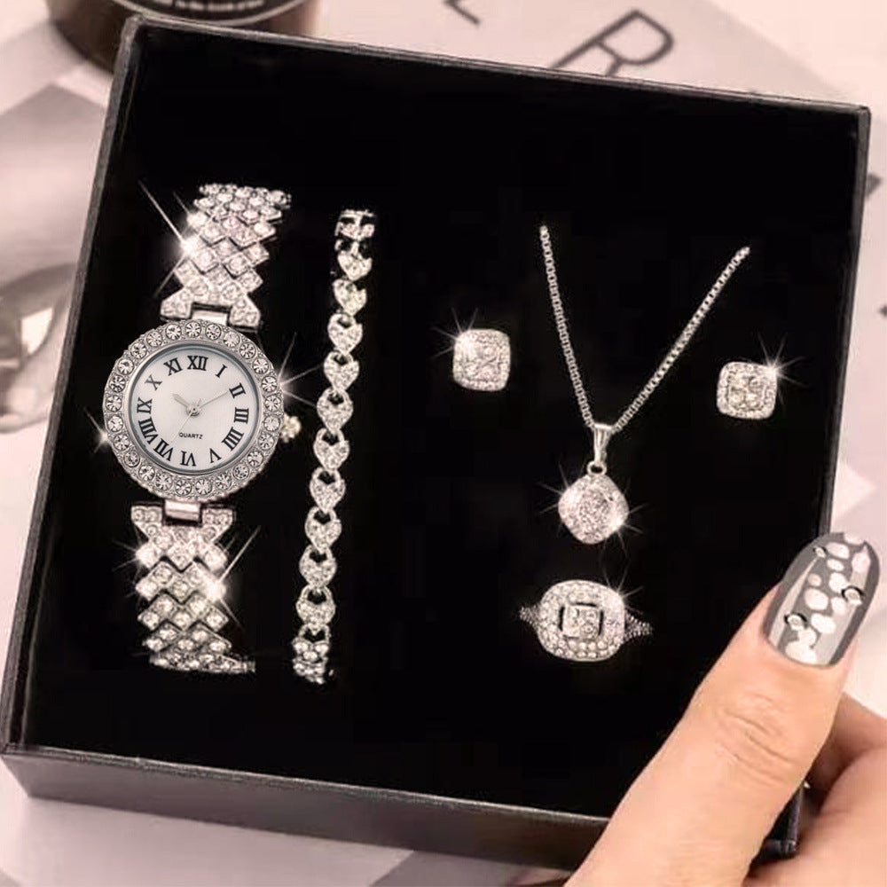 Full Diamond Luxury Bracelet Watch Set For Women Quartz
